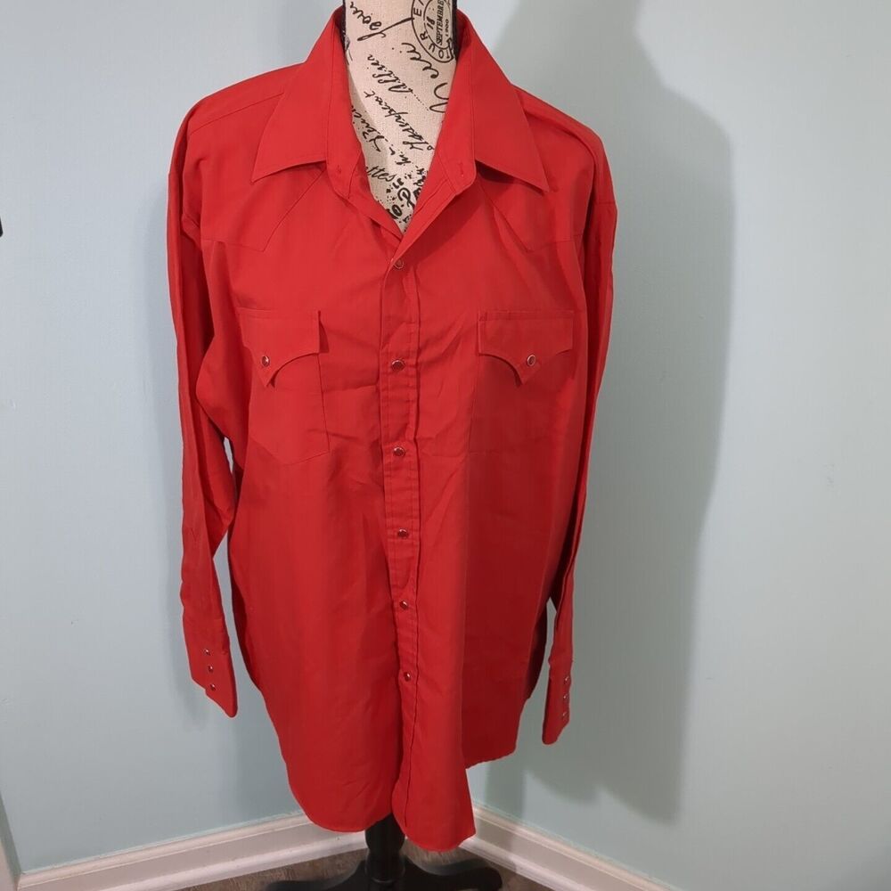 Vintage Ely Cattleman Shirt Mens XL Red Pearl Snap Western Workwear Cowboy